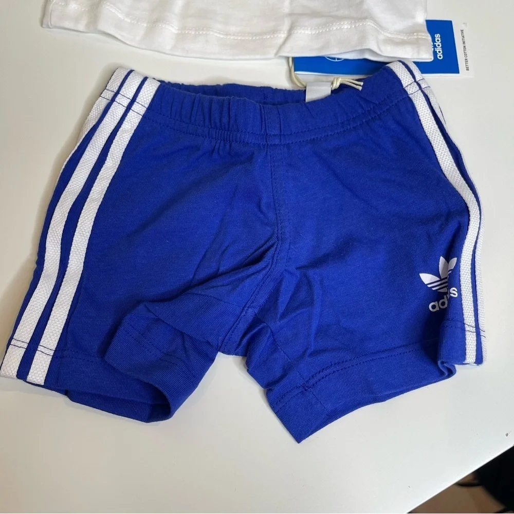 ADIDAS KIDS Baby White & Blue Trefoil T-Shirt & Shorts